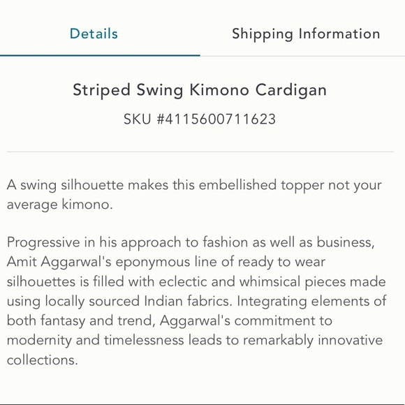 ANTHRO Striped Swing Kimono Cardigan by Amit Aggarwal - Picture 14 of 15